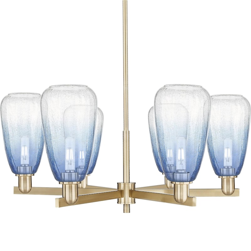 Innovations Lighting 716-6CR-14-24 Brookhaven Almond Chandelier - Champagne Bronze / Sapphire Blue