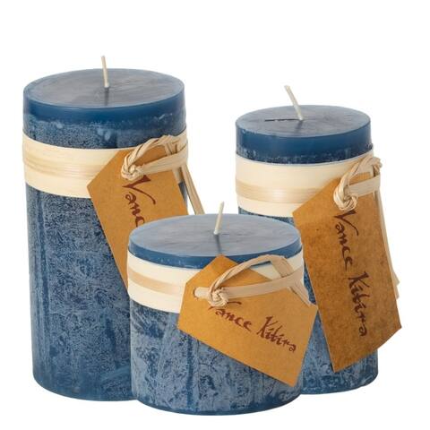 English Blue Timber Pillar Candles Kit - Set of 3