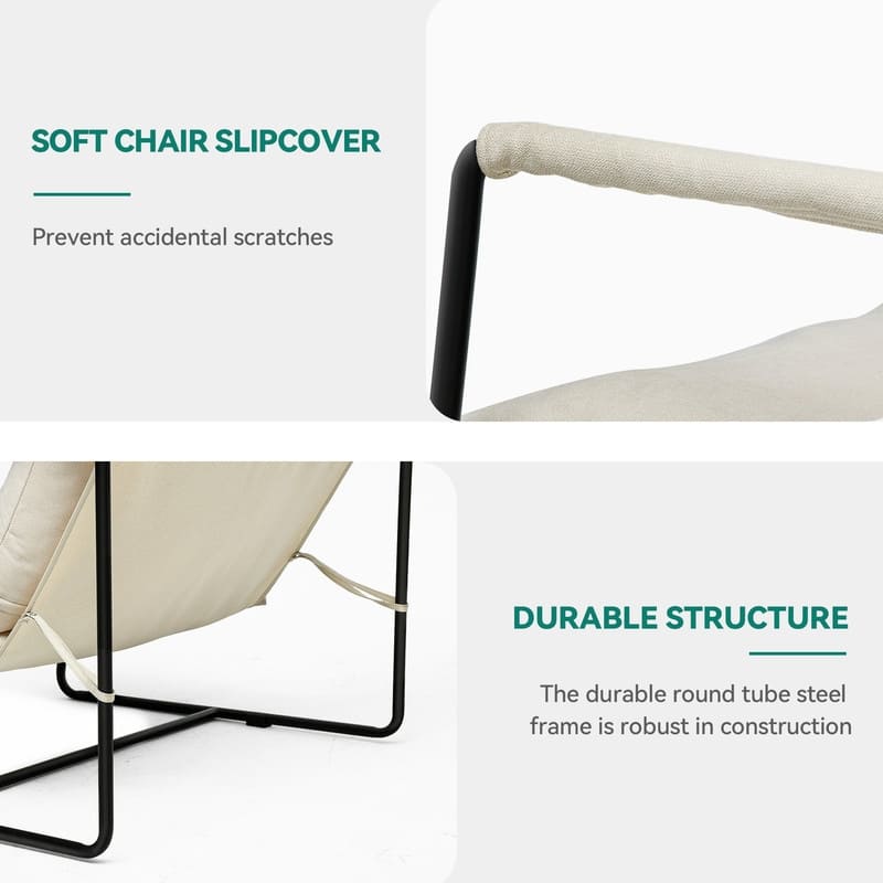 Upholstered Metal Framed Canvas Sling Accent Chair