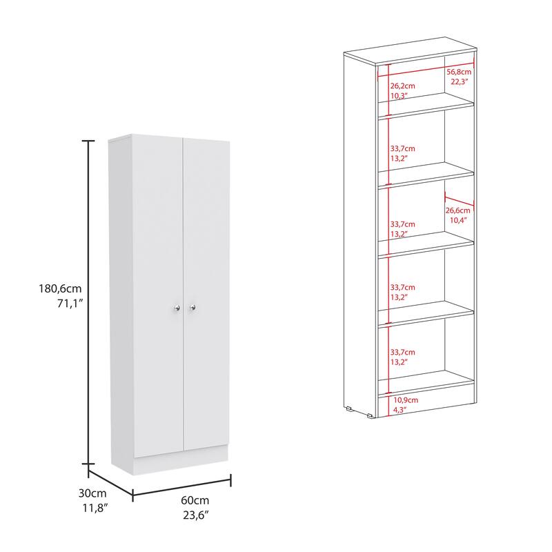 TUHOME Plymouth Multistorage Kitchen Cabinet with 5 Shelves