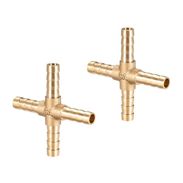 15/64" Brass Barb Hose Fitting 4Way Connector Joiner Hose Barb Connector 2pcs - 6mm 2pcs