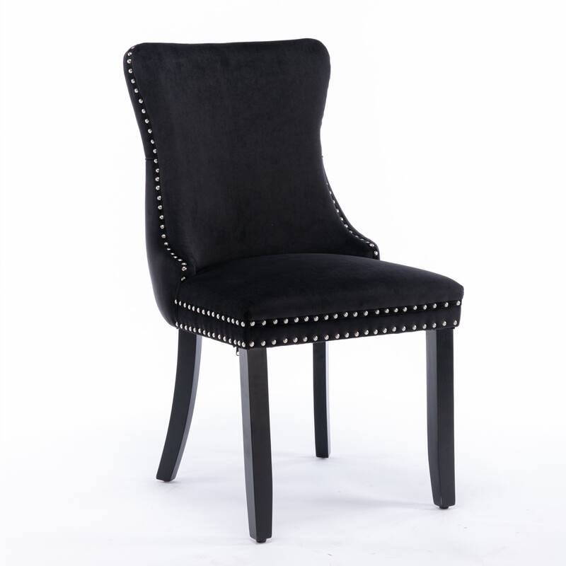 Dining Chairs Set of 2 , Modern Upholstered Wing-Back Dining Room Chair with Solid Wood Legs, Fabric Side Chair