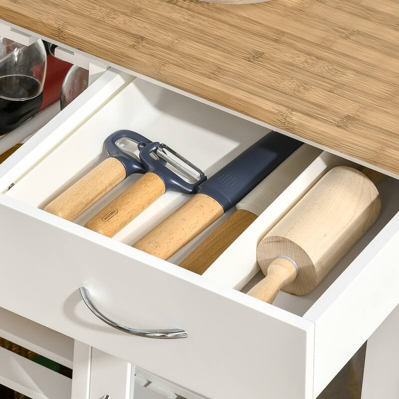 HOMCOM Utility Kitchen Cart, Rolling Kitchen Island Storage Trolley