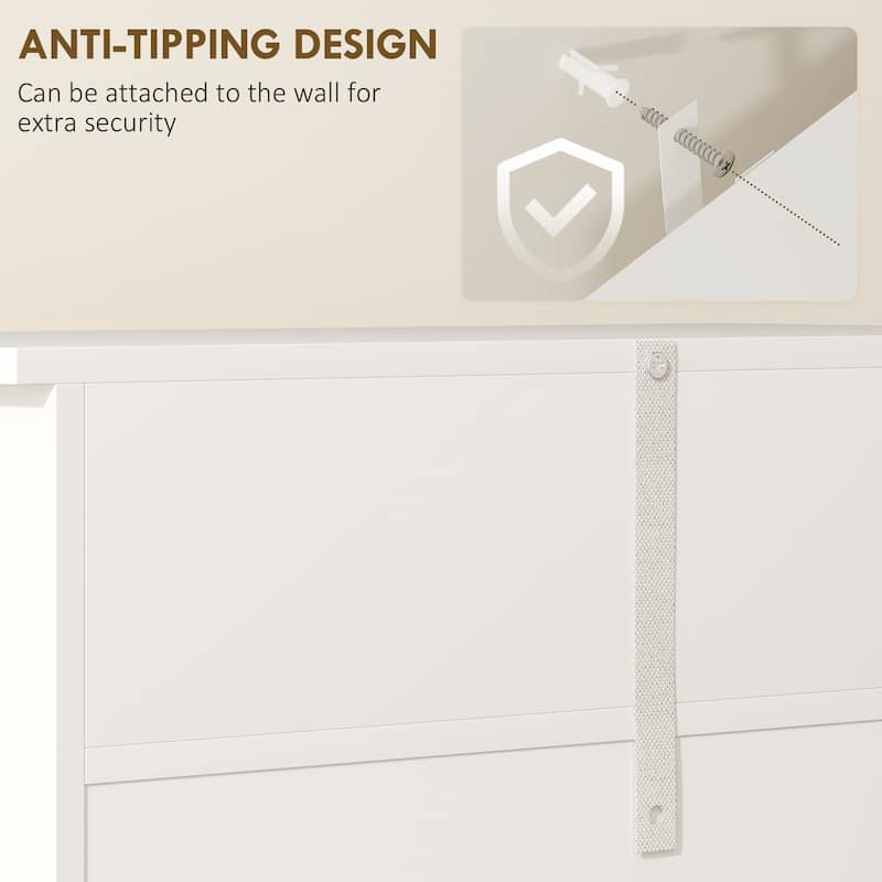 kleankin Freestanding Bathroom Storage Cabinet Organizer Floor Tower with 2 Door, 2 Drawers, Adjustable Shelf, White