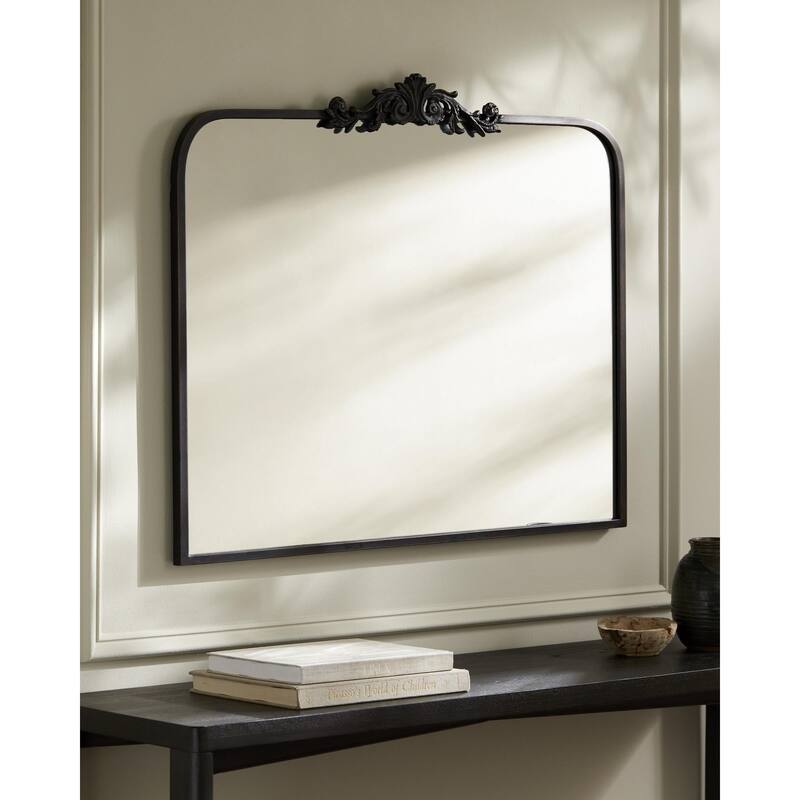 Livabliss Aarlen Traditional Overmantel Mirror - 29"H x 36"W x 2"D - Black