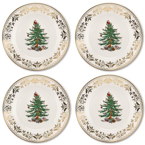 Spode Christmas Tree Gold Collection Salad Plates, Set of 4 - 8 Inch