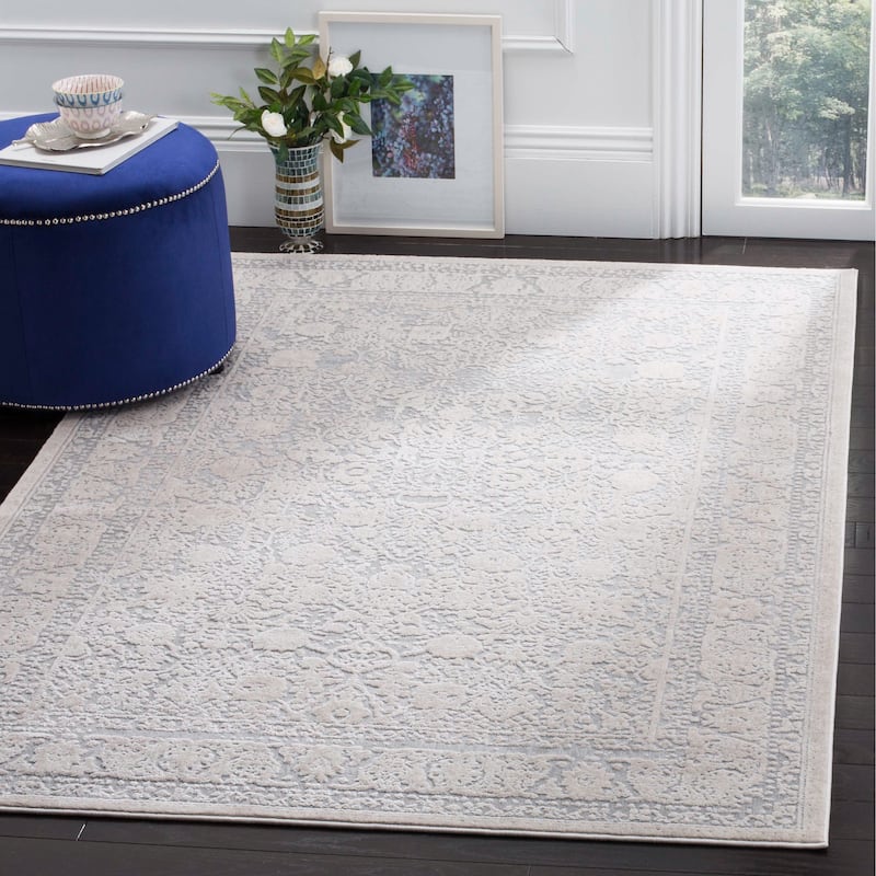 SAFAVIEH Reflection Zadie Modern Oriental Polyester Rug - 6' x 9' - Light Grey/Cream