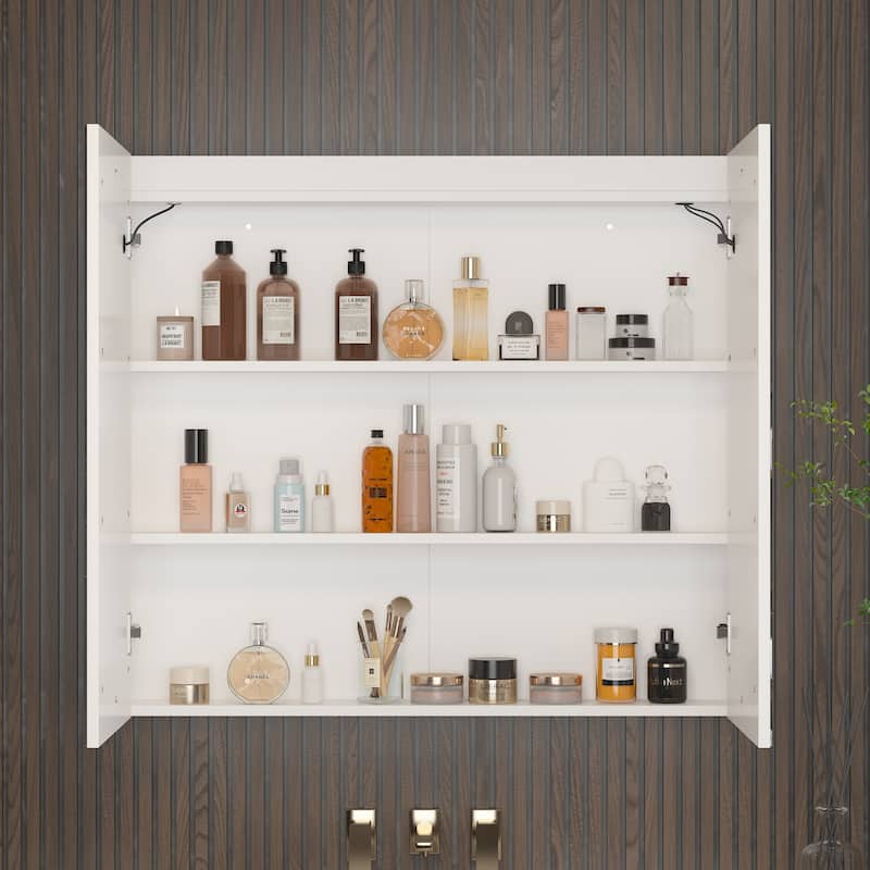 Sleek Bathroom Vanity Ceramic Sink & Illuminated Mirror Cabinet Combo