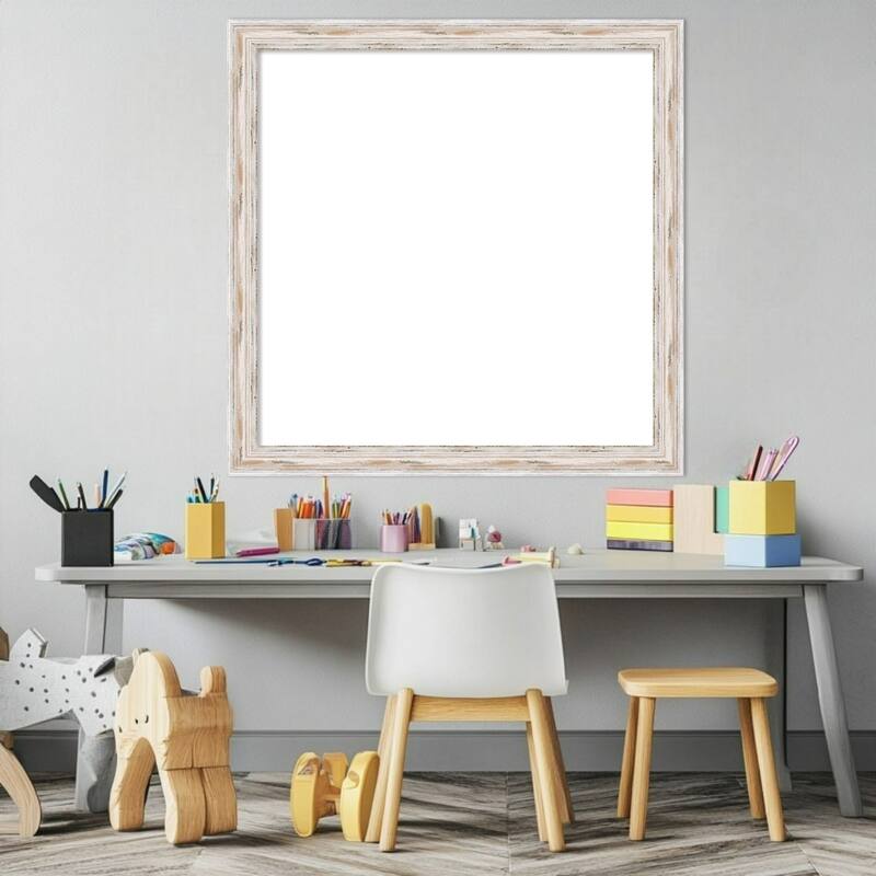 Amanti Art Alexandria White Wash Narrow Framed Dry Erase Magnetic Board