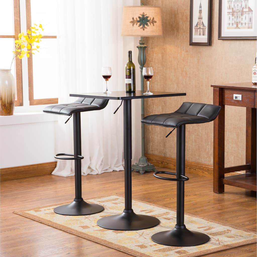 Modern 3-Piece Dining Set with Square Bar Table & 2 Adjustable Stools