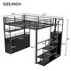 preview thumbnail 9 of 15, Full Size Metal Loft Bed with Storage Staircase and Wardrobe, Shelves and Lockers