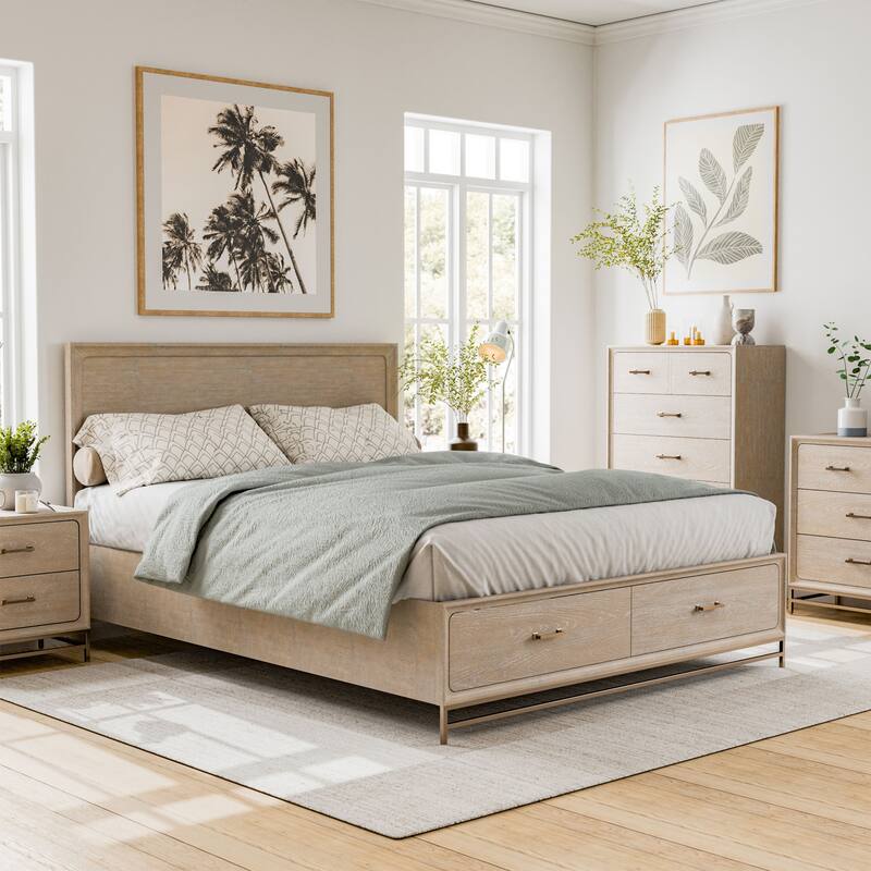 Furniture of America Drayden Modern Light Oak Solid Wood 3-Piece Bedroom Set