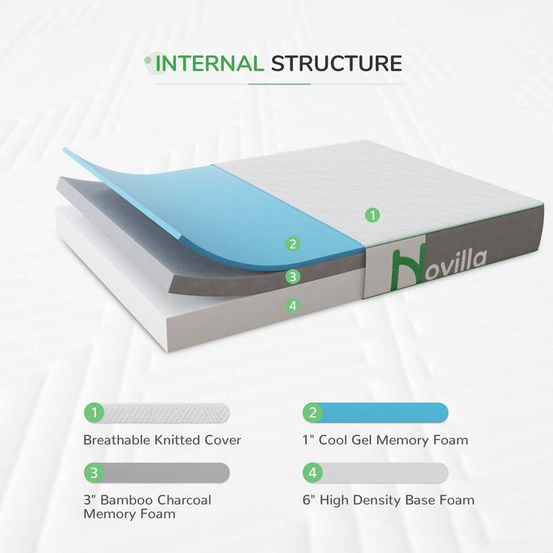 Novilla 10-inch Medium Gel Memory Foam Mattress