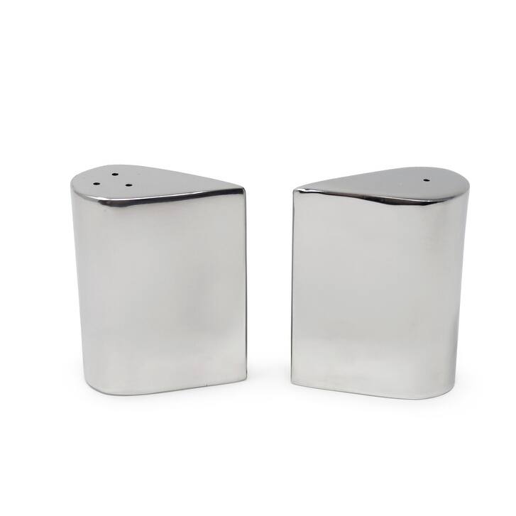 Stainless Steel Salt and Pepper Set with Black Base