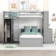 preview thumbnail 2 of 9, Twin over Twin Size Loft Bed with a Twin Size Stand-alone Bed, Bunk Bed with Shelves, Desk and Wardrobe, Grey