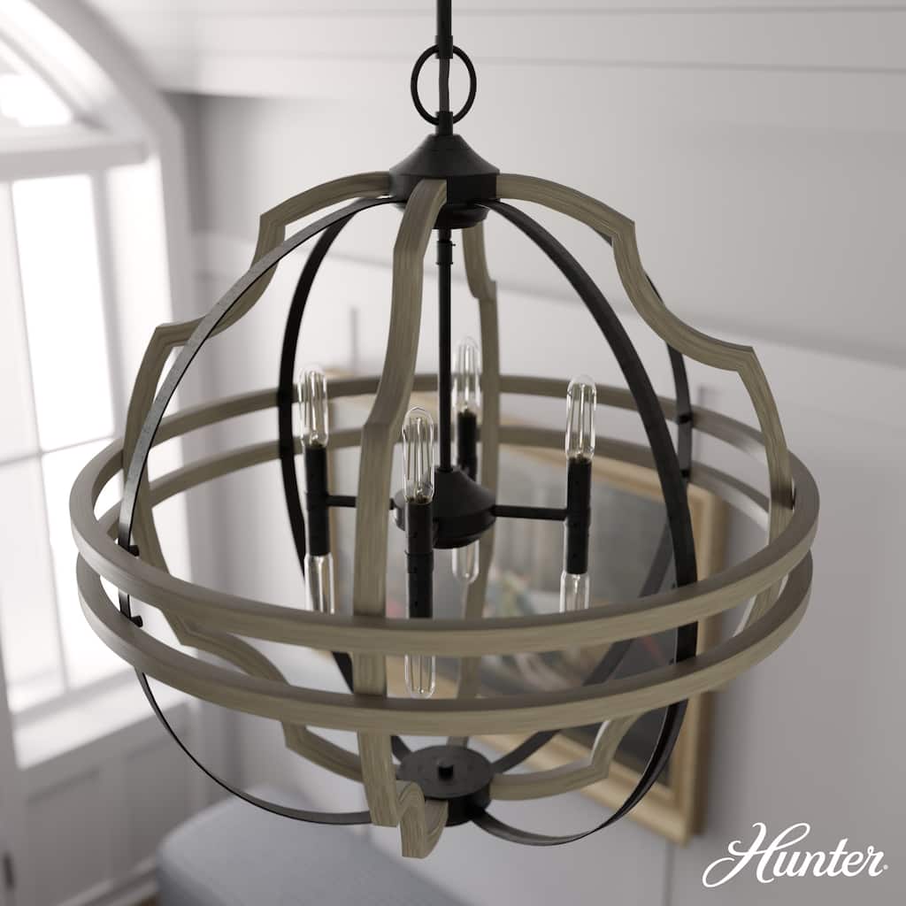 Hunter 25" Stone Creek 8-Light Pendant - Entry, Dining Room, Kitchen Island - Modern Farmhouse, Rustic, Transitional