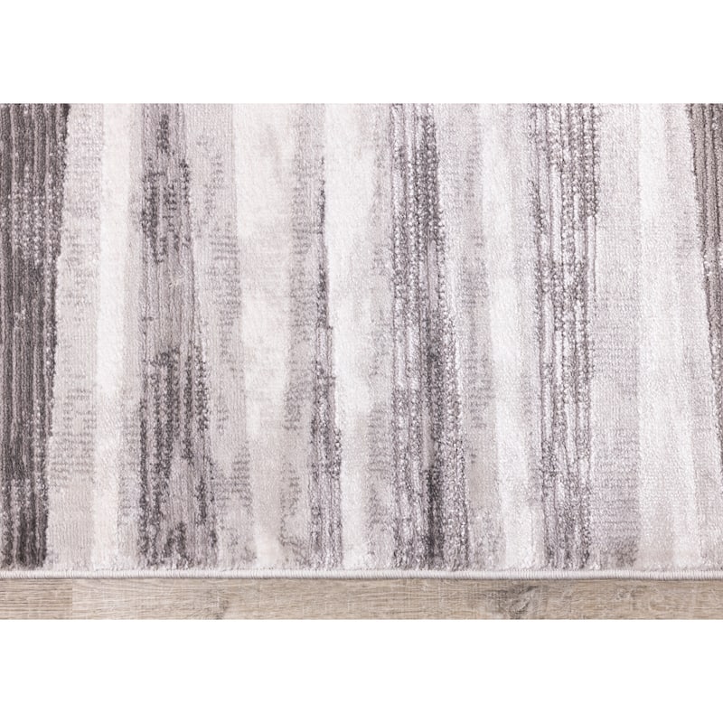 Chase Collection - Faded Grey/White Column Stripes Rug