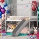 preview thumbnail 1 of 18, Twin over Twin Metal Bunk Bed House Bed with Slide and Staircase, Silver Silver