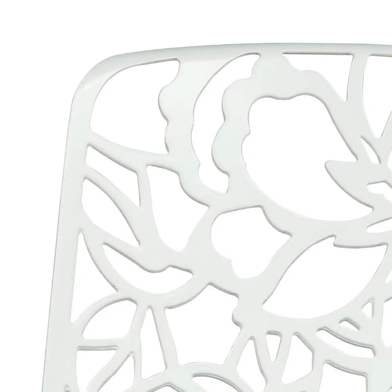 Devon Aluminum Floral Cutout Stackable Dining Chair for Dining Room, Patio, or Garden
