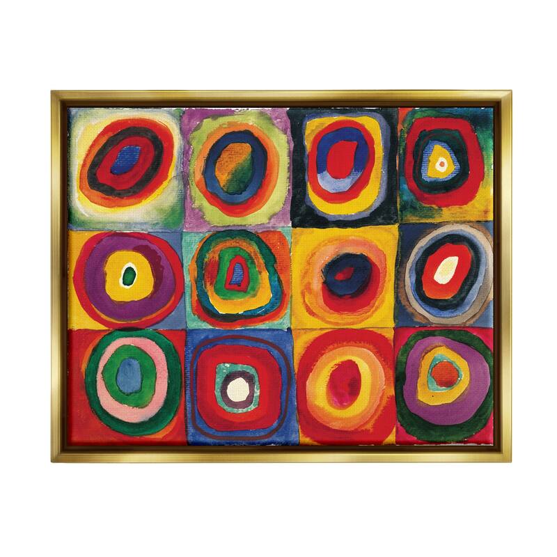 Stupell Modern Circle Shapes Aligned Abstract Swirl Pattern Floater Frame, Design by Wassily Kandinsky - 21 x 17 - Gold