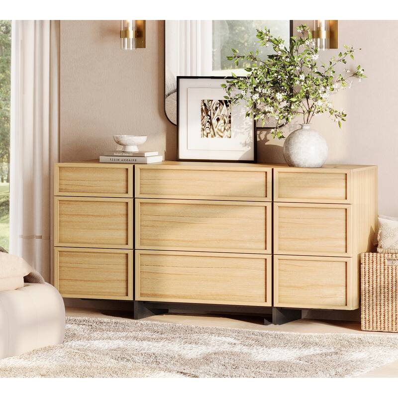 WAMPAT Modern TV Stand and 9-drawer Storage Cabinet Set of 2 for Living Room - TV Stand+dresser