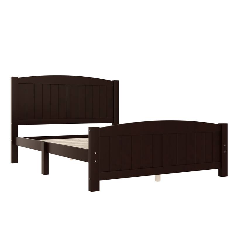 Full Size Platform Bed, Solid Wood Platform Bed with Support Slats and Strong Structure, No Box Spring Needed, Espresso