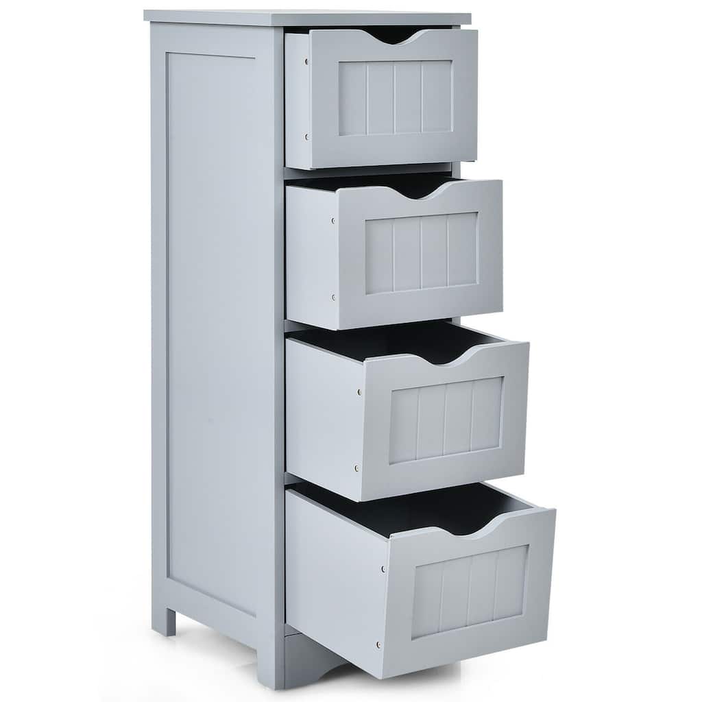 Gymax Bathroom Floor Cabinet Free Standing Storage Side Organizer W/4 - See Details