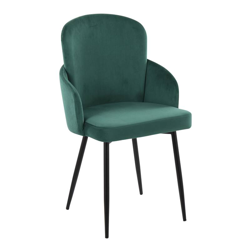 Silver Orchid Dahlia Dining Chair with Metal Legs (Set of 2) - Green Velvet/Black