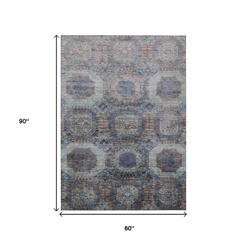 HomeRoots Medallion Transitional Rectangle Outdoor Rug