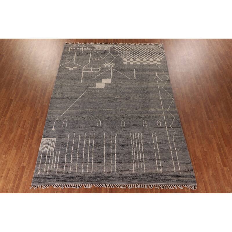 Moroccan Style Area Rug Handmade Wool Carpet - 8'11" x 12'9"