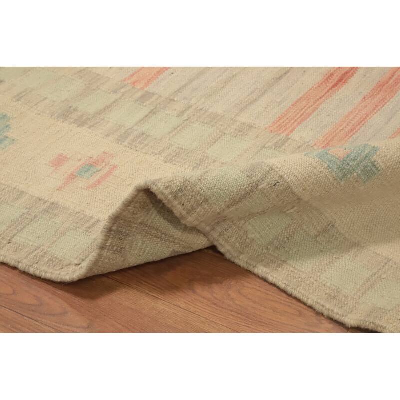 Hand Woven Oriental 100% Wool Carpet Southwestern Tribal Multi-Colored Kilim Area Rug - 9' 7'' X 7' 2''