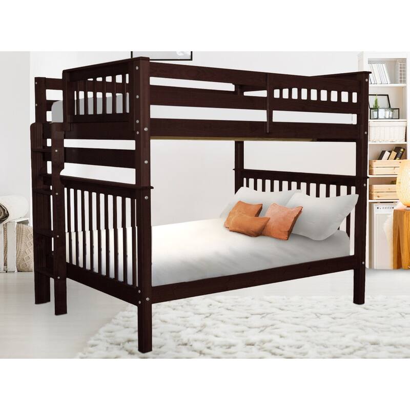 Taylor & Olive Trillium Full over Full Bunk Bed with End Ladder - Dark Cherry