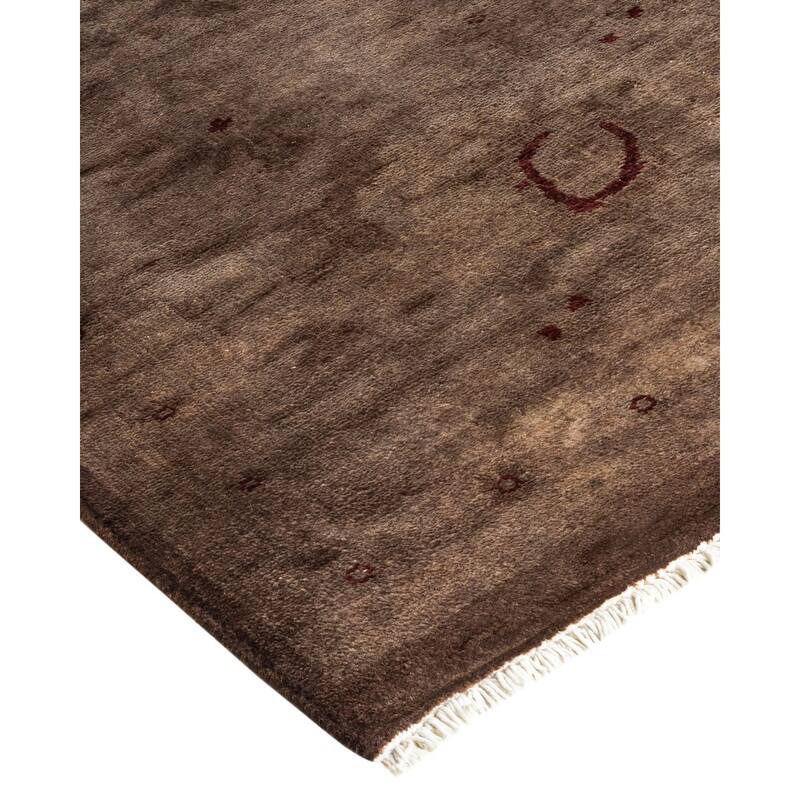 Overton Hand Knotted Wool Vintage Inspired Modern Contemporary Overdyed Brown Area Rug - 8' 3" x 9' 10"