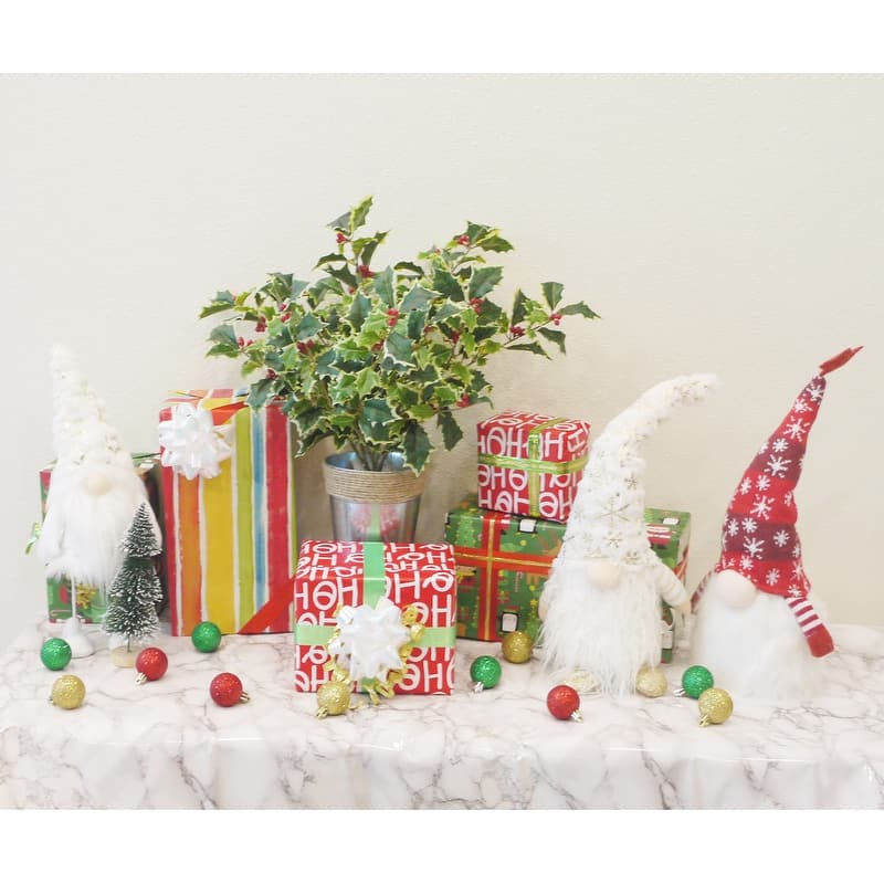 Artificial Holly Leaves Berries Christmas Bush