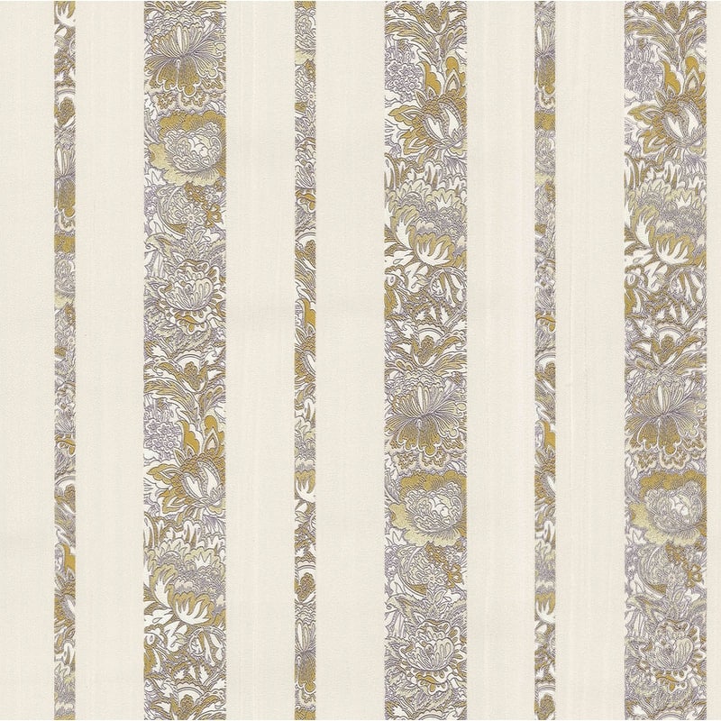 Brewster Certosa Lavender Floral Stripe Wallpaper - 20.5in x 396in x 0.025in