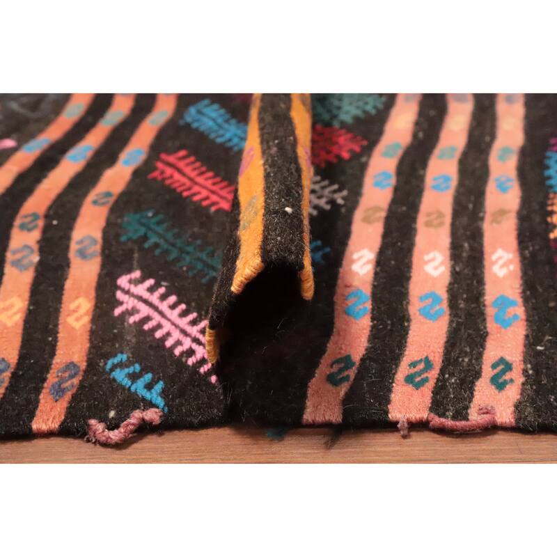 Hand Woven Oriental 100% Wool Carpet Southwestern Tribal Multi-Colored Kilim Area Rug - 10' 10'' X 6' 0''