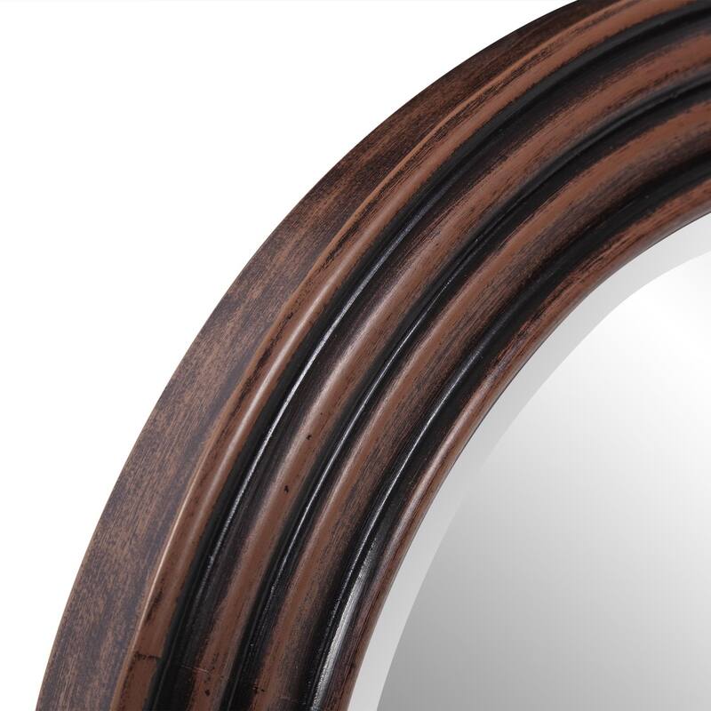 Allan Andrews Round Hand Crafted Wood Mirror with Rib Texture