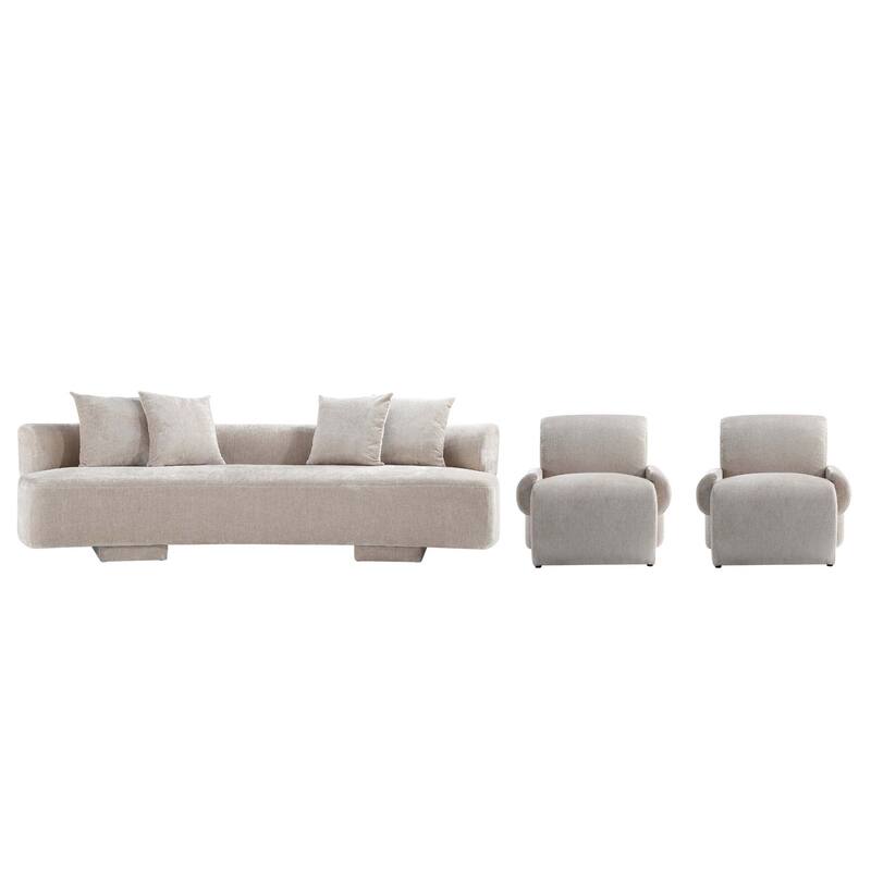 Manhattan Comfort 3 Piece Modern Verandah Chenille 112 Inch Sofa Set