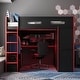 preview thumbnail 11 of 25, Ultimate Gamer’s Loft Bed with Desk, Storage, and RGB LED Lights by Harper&Bright Designs Red