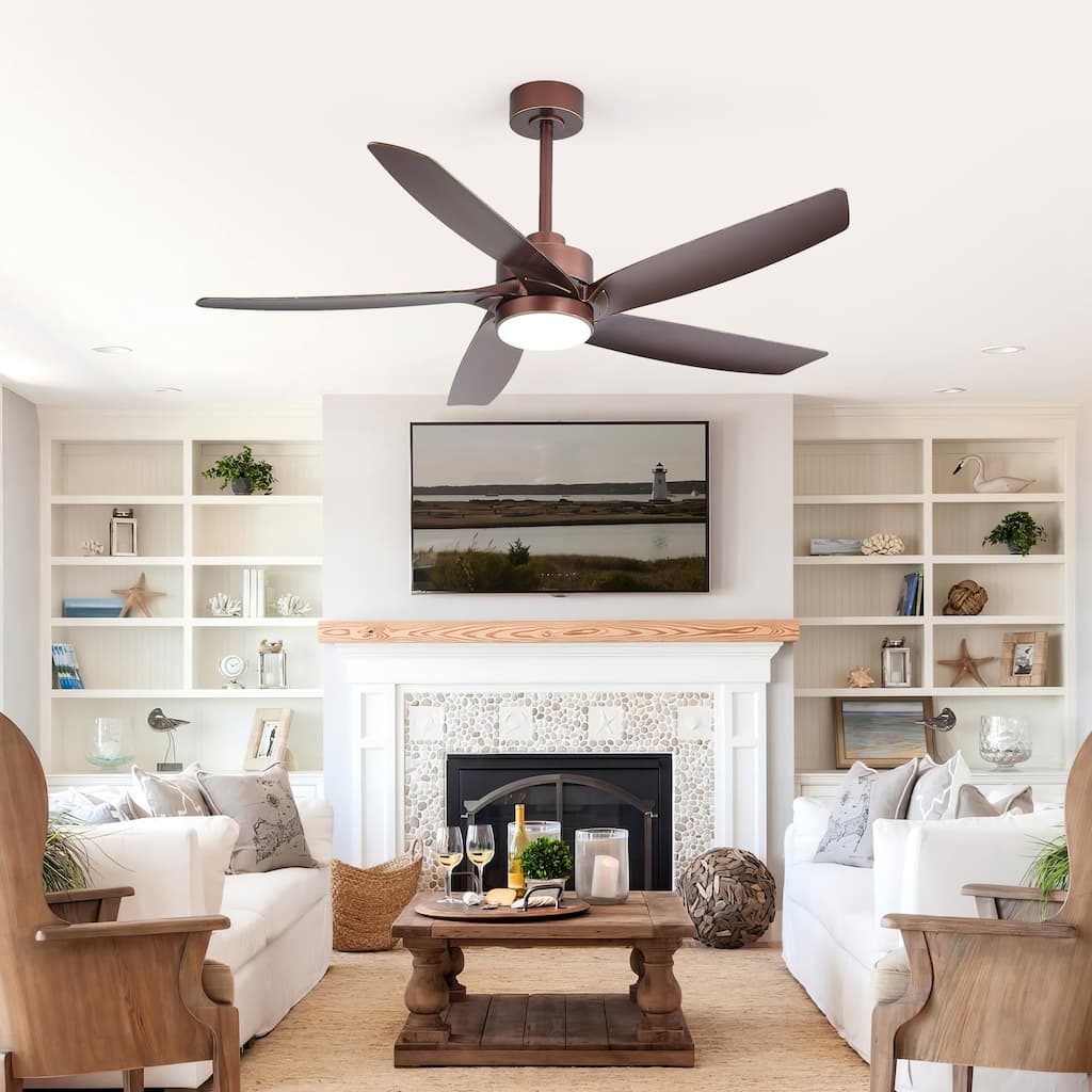 54 in LED Ceiling Fan with Light and Remote, 5 Blade DC Motor Fan, Reversible Quiet Fan with Timer