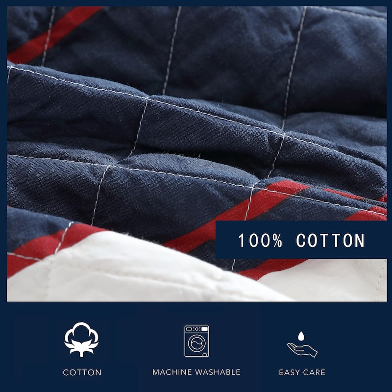 Nautica Wesley Cotton Reversible Blue Quilt Set