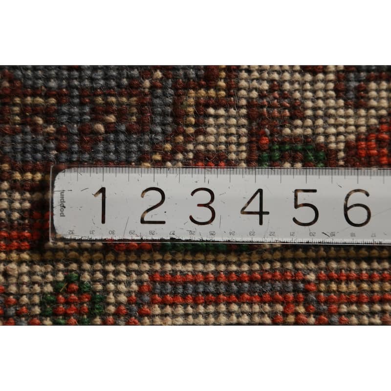 Hand Knotted Oriental 100% Wool Carpet Traditional Geometric Navy Blue & Blues Heriz (serapi) Runner Rug - 8' 1'' X 2' 6''