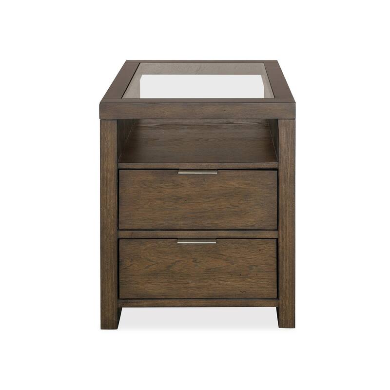 Magnussen Home Merrick Homestead Brown and Clear Glass Rectangular End Table - 20''W x 24''D x 24''H