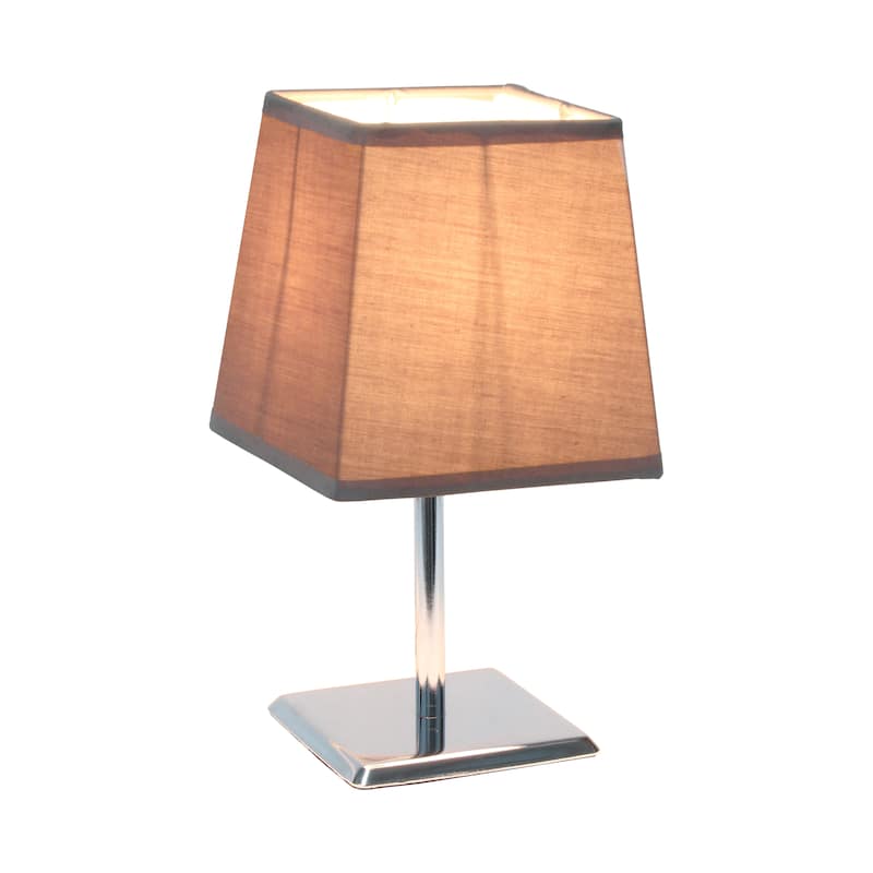 9.65" Compact And Chic Modern Square Chrome Accent Table Lamp, For Living Room, Bedroom, Office, Black Shade
