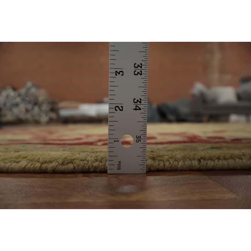 Hand Knotted Oriental 100% Wool Carpet Traditional Floral Yellow & Gold Agra Area Rug - 10' 0'' X 7' 10''