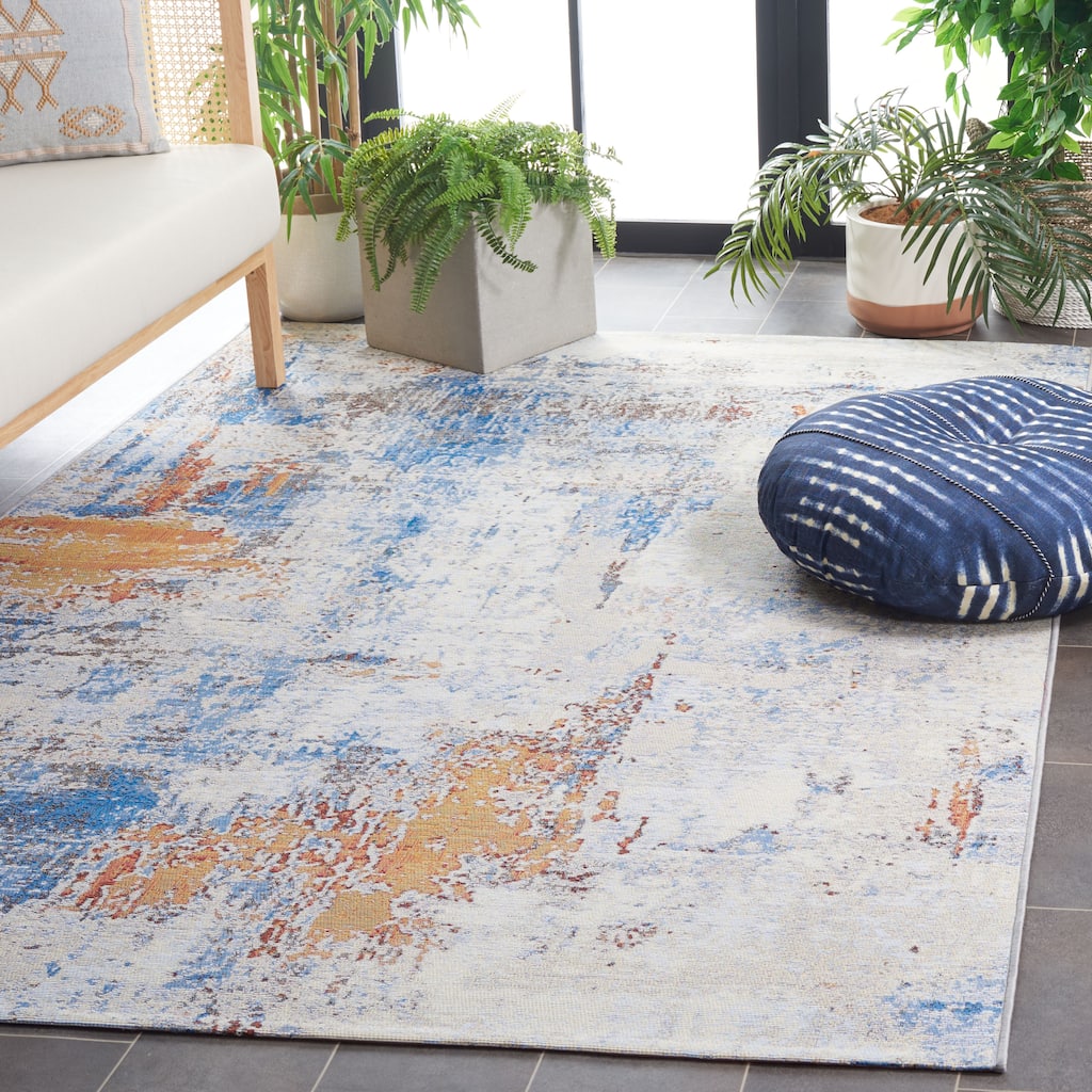 SAFAVIEH Barbados Svata Modern Abstract Waterproof Patio Backyard Rug - 9'10" x 12'5"