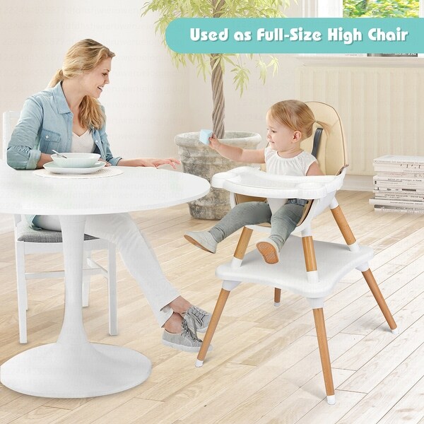 Costway 5 in 1 Baby High Chair Infant Wooden Convertible Chair 24.5 x 24.5 x 39.5 On Sale Bed Bath Beyond 35427508