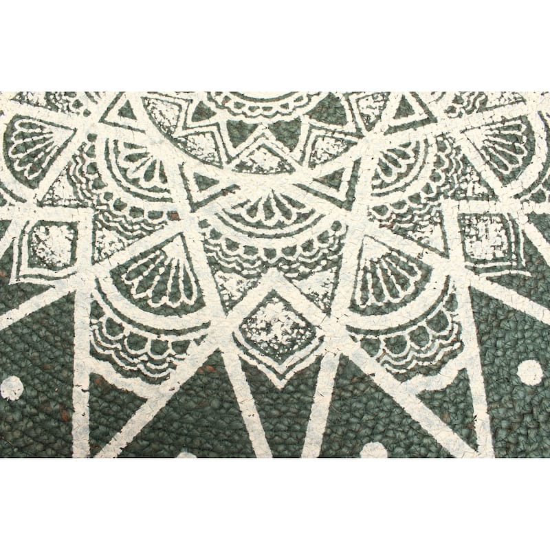 ECARPETGALLERY Braided Weave Palas Denizli Teal Jute Rug - 2'11 x 2'11