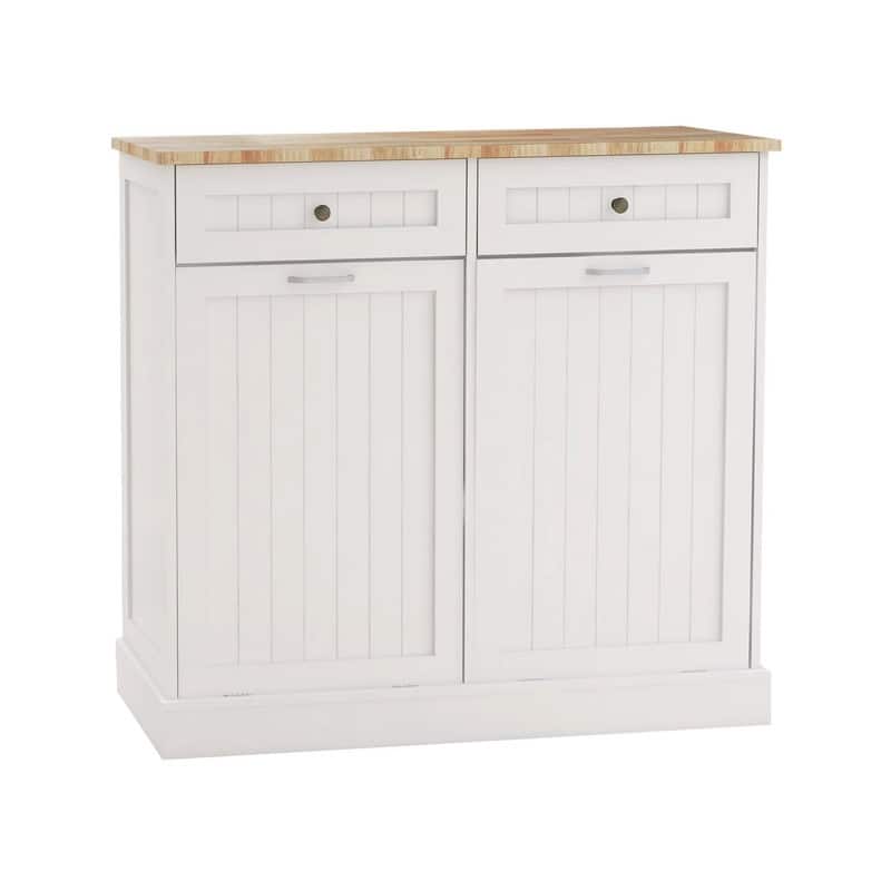 Two Drawers and Two-Compartment Tilt-Out Trash Cabinet Kitchen Trash Cabinet