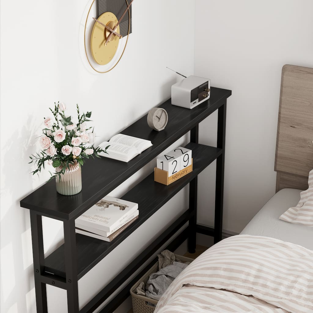 Narrow Console Table 2-Tier Sofa Table with Adjustable Shelf